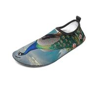 Peacock Water Shoes for Men Women, Lightweight Stretch Swim Shoes with Anti-Slip Rubber Sole, Quick-Dry Aqua Socks for Pool, Beach, Surfing, Style, 4 Women/4 Men