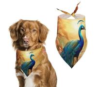 Peacock Waterfall Cute Dog Bandanna Scarf Printed Adjustable Triangle Pet Kerchief for Dogs And Cats