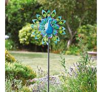 mysmartbuy Peacock Wind Spinner with Solar Powered LED Crackle Glass Globe mysmartbuy Multicolor
