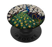 Peacock With Blossoms Artwork PopSockets Adhesive PopGrip