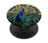 Peacock with Colorful Feathers Artwork PopSockets Adhesive PopGrip