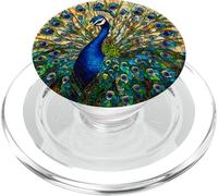 Peacock with Colorful Feathers Artwork PopSockets PopGrip for MagSafe
