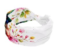 Peacock with Feathers Floral Watercolor Pattern Stretchy Headbands for Women, Non-Slip Hair Bands Fashion Sports Turban for Yoga Workout Daily Use
