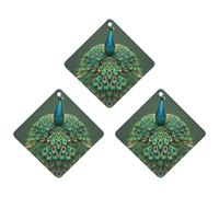 Peacock with Tassels Car Air Freshener, 3 Pcs Rhombus Hanging Air Freshener Cards, Long Lasting Fragrance Scented Cards for Car, Home, Office White-style