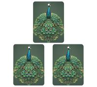 Peacock with Tassels Car Air Freshener, 3 Pcs Square Hanging Air Freshener Cards, Long Lasting Fragrance Scented Cards for Car, Home, Office White-style