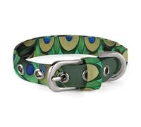 Peacock with Tassels Dog Collar Adjustable Soft and Comfortable Puppy Collars with Metal Buckle Pet Collar for Small Medium Pet