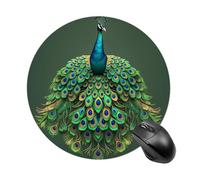 Peacock with Tassels Mouse Pad Round Laptop Mouse Mat Cute Computer Mousepad Keyboard Pad Non-Slip Desk Pads for Gaming Office Work Home