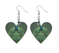 Peacock with Tassels Wooden Earrings for Women, Vintage Elegant Wood Jewelry, Lightweight Earrings for Wedding, Party, Everyday Jewelry Gift, Circular, Wood, wood