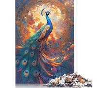 Peacock Wooden Jigsaw Puzzle for Adults Fun 300 Pieces Home Decoration Education Game Toy Intellectual Game Stress Relief Toy Premium & Durable 300pcs (40x28cm)
