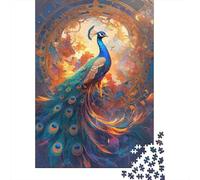 Peacock Wooden Jigsaw Puzzles for Adults Fun 1000 Piece Education Game Toy Intellectual Game Decoration Stress Relief Toy Relaxation And Intelligence 1000pcs (75x50cm)