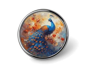 Peacock2 Badge Holder Personalized Round Badge with Picture Pin Aluminum Alloy Button Pin Exquisite Brooch Fashion Button Badges Clothes Decorative Pins