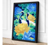 Peacocks Among Blooms Canvas Wall Art Print 18x12 Inch (46 x 30 cm)