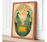 Peacocks and Sacred Lotus Canvas Wall Art Print 18x12 Inch | Ready to Hang, Gallery Wrapped, Fade-Resistant Inks, Securely Packaged, UK Made