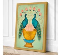 Peacocks at the Golden Flame Canvas Wall Art Print 24x16 Inch | Ready to Hang, Gallery Wrapped, Fade-Resistant Inks, Securely Packaged, UK Made