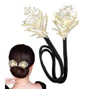 PEACOCKS Display Angel Wings Elegant Hair Bun Maker, Rhinestone Flower Hairstyle Shaper Accessories For Women, French Twist Bun Hairstyle Shaper, Hair Pins For Effortless Updos For Long Thick Hair