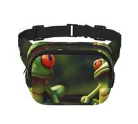 Peacocks feather Fanny Pack for Women Men Fashion Waist Pack Adjustable Belt Bag for Workout Running Travelling Casual Waist Bag, Funny Green Frogs, One Size