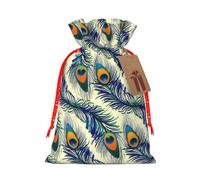 Peacock'S Feather Print Drawstring Bags Burlap Gifts Bag With Drawstring Gift Bags For Wedding/Party/Festival/Storage
