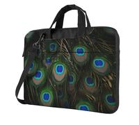 Peacock'S Feather Print Ultra-Thin Laptop Bag 15.6 Inch With Shoulder Strap, Waterproof Computer Case Sleeve For 13, 14, 15.6 Inch Laptops,Portable Briefcase Messenger Bag For Men Women