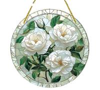 Peacocks/Flower Suncatchers Stained Glass Window Hanging Ornament, Birds Sun Catchers for Window Decors Gift Catchers Flower Suncatchers Acrylic Housewarming Garden Sun Design for Women Home Birds