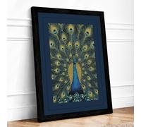 Peacock's Grand Display Boho Framed Wall Art Print A1 (84.1×59.4cm) Black, Wall Decor for Living Room, Bedroom, Office & Home, Ready to Hang, Art Gift