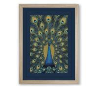 Peacock's Grand Display Boho Framed Wall Art Print A2 (59.4×42cm) Oak, Wall Decor for Living Room, Bedroom, Office & Home, Ready to Hang, Art Gift