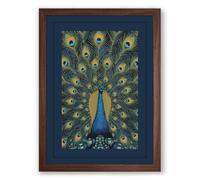 Peacock's Grand Display Boho Framed Wall Art Print A2 (59.4×42cm) Walnut, Wall Decor for Living Room, Bedroom, Office & Home, Ready to Hang, Art Gift