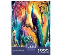 Peacocks in Fantasy Forest 1000 Piece Peacock Forest Jigsaw Puzzles for Puzzles 1000 Pieces Jigsaw for Adults Challenging for Adults Puzzles for Adults Birthday Gifts 52x38cm/1000pcs