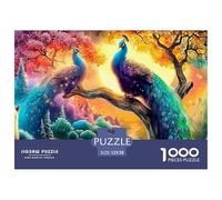 Peacocks in Fantasy Forest Jigsaws Impossible Home Decoration 1000 Piece Puzzle Educational Games Wall Decor for Adults And Kids Age 14 Years Up 52x38cm/1000pcs