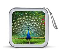 Peacocks Open Tail Feathers CD Case Portable Storage Bag Waterproof Holds 40 DVDs for Home Office Travel