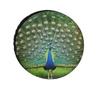 Peacocks Open Tail Feathers Spare Tire Cover Waterproof Oxford Cloth Adjustable Foldable Wheel Protector