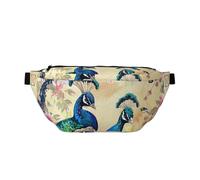 Peacocks Print Bumbag Large Fanny Pack, Crossbody Waist Bag with Adjustable Strap Chest Bag for Hiking Travel Fitness and Daily Carry