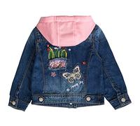 Peacolate 2-11Years Little Girls Sequin Coats Embroidery Denim Jacket(Butterfly,3-4y)
