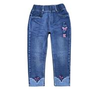 Peacolate 2-6T Infant Little Kids Girls Embroidery Love Jeans Denim Pants(Love.5-6Y)