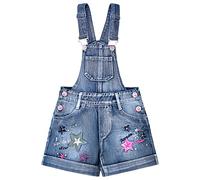 Peacolate 4-10Years Summer Little Big Girl Denim Shortalls Flip Sequins Embroidery Green Blue Bib Rompers Shorts Overalls(Green, 7-8Years)