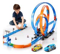 PEADUCK Slot Car Games Race Cars Toys for Boys Kids Age 5-7, Toy Cars Track Set with 4 Slot Cars, Loop Track and Jump Ramp, Slot Car Race Track Sets for 3 4 5 6 7 8+ Year Old Boy Girl Birthday Gifts