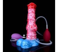 Peadxuno Realistic Silicone Ejaculating Dildo Animal Dog Dildo with Strong Suction Cup, Squirting Dildo Thick Anal Dildo Sex Toy for Women Men(8.85in Dildo+Injection airbag+Inflatable airbag)