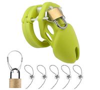Peadxuno Silicone Chastity Cage for Men Breathable Sex Game, Male Chastity Device Lightweight Sexual Toys Sex Toy Blue (Green)