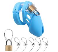 Peadxuno Silicone Chastity Cage for Men Breathable Sex Game, Male Chastity Device Lightweight Sexual Toys Sex Toy Blue (Blue)