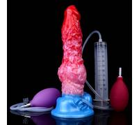 Peadxuno Thick Big Knot Dildo Anal Plug Lifelike Animal-Shaped Silicone Dildowith Suction Cup Ejaculating Silicone Dog Dildo Adult Sex Toys (9.37in Dildo+Syringe+Injection airbag+Inflatable airbag)