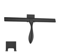 peafowl Shower Squeegee Stainless Steel Bath Squeegee for Shower Glass Doors Bathroom Windows Kitchen Mirror and Car Glass with Hooks Holder (14 inch, Black)