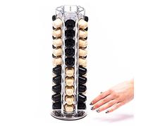Peak Coffee Capsule Holder Stand Compatible for 60 Nespresso Original Line Pods - Revolving Tower Rack Dispenser for Storage & Organisation - Modern Chrome Finish - 360 Degree Revolving