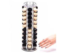Peak Coffee Capsule Holder Stand for 70 Nespresso Original Line Pods - Revolving Tower Rack Dispenser for Storage & Organisation - Modern Chrome Finish - 360 Degree Revolving