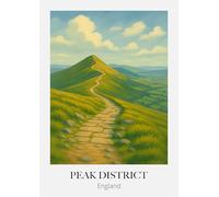 Peak District England Travel Art Print, Mountain Landscape Wall Decor, Nature Path Scenic View Poster. Size A4