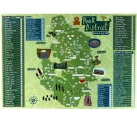 Peak District Map Scratch Off Poster - National Park Travel Map Gift for Hikers & Walkers - 100 Locations, Peaks, Waterfalls & Landmarks - A2 Wall Art Travel Map