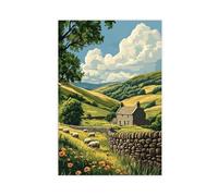 Peak District with Rolling Hills And Grazing Sheep Canvas Poster Wall Art Decor Print Picture Paintings for Living Room Bedroom Decoration 12x18inch(30x45cm)