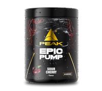 PEAK Epic Pump - 500g Flavour Sour Cherry I 20 Servings I Concentrated Pre Workout Booster Without Caffeine with L-Citrulline Malate, L-Arginine HCL/Nitrate and Taurine I Vegan