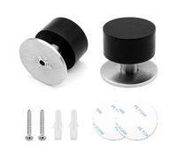 PEAK-EU 2 Pcs Rubber Door Stop Adhesive Mounted Stainless Steel Door Stop Wall or Floor Mount Door Stopper with Screws and 3M Double-Sided