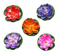 PEAK-EU 5 Pcs Artificial Foam Lotus Artificial Pond Floating Plants Waterproof Lotus Flower for Garden Pond Fountain Aquariums Decoration
