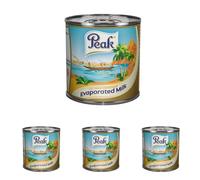 Peak Evaporated Milk - Full Cream - Rich & Creamy Texture for Tea, Coffee, Desserts & Cooking - Perfect for Baking, Sauces & Beverages - Long Shelf Life - 170g Tin (Pack of 4)