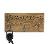 Peak Heritage Personalised Engraved 'Walkies' Wooden Dog Lead Holder - Any Name can be Added! Size:40 x 19 x 2cm